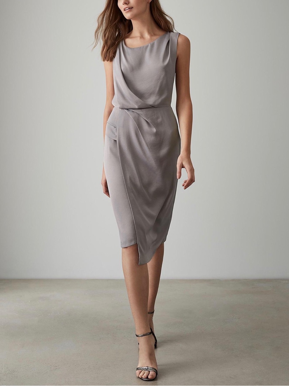 Reiss Karina Cowl Neck Cocktail Midi-Calf Dress